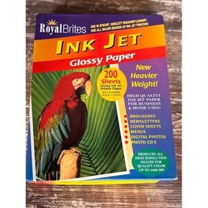 Royal Brites Ink Jet Glossy Paper 200 Sheets 8.5 x 11 New Heavier Weight
